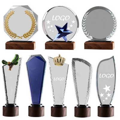 Octagonal Creative Wheat Ear Crystal Trophy