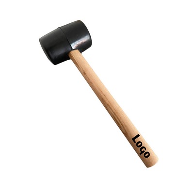 8-oz Black Rubber Mallet with Ergonomic Wooden Handle