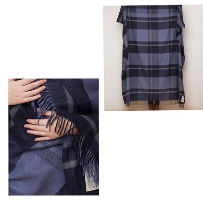 Avoca Navy Check Cashmere Mix Throw