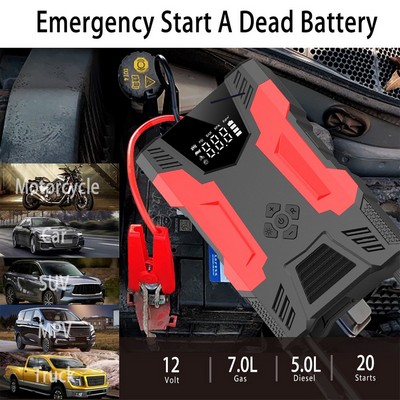 Powerful Car Jump Starter with Tire Inflator 10000mAh