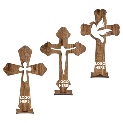 Peach Wood Cross Handle Ornament