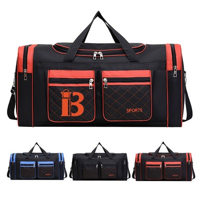 Two-Tone Oxford Crossbody Duffle Bag