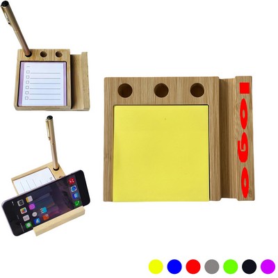 Multifunctional Bamboo Base With Sticky Notes Holder