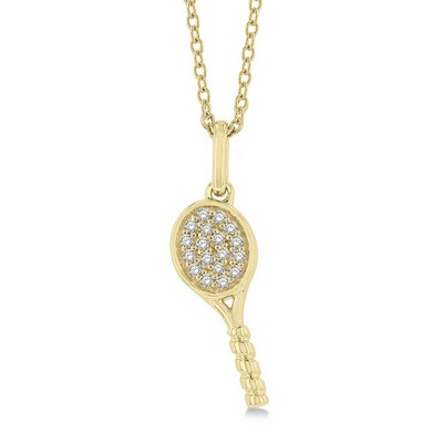 Jilco Inc Diamond Tennis Racket Necklace - Yellow Gold