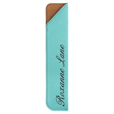 Engraved Pen Case - Single - Teal, Leatherette - 6-1/2" x 1"