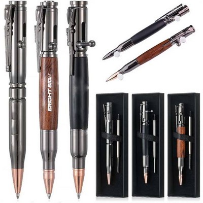 Metal & Wood Bolt Action Ballpoint Pen