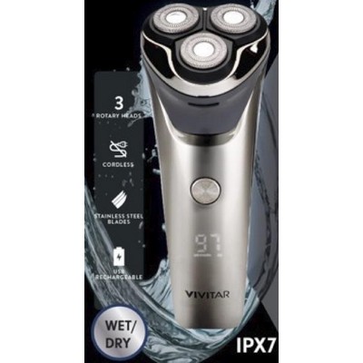 Health, Beauty & Fitness Vivitar Waterproof 3 Head Rotary Cordless Lithium Rechargeable Men's Shaver