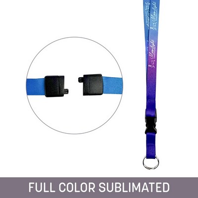 1/2" Full Color Sublimated Detachable Lanyard w/ Split Ring & Back Breakawa