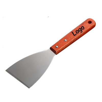 Stainless Steel Griddle Scraper & Chopper with Riveted Hardwood Handle