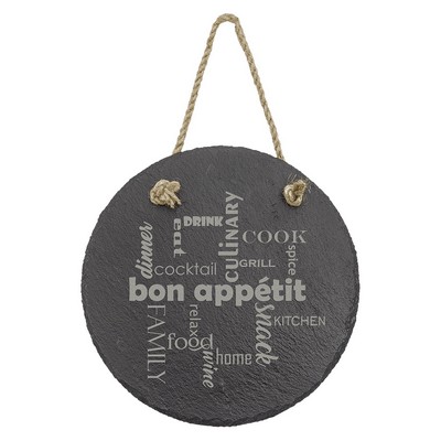 7" Round Slate Decor with Hanger String