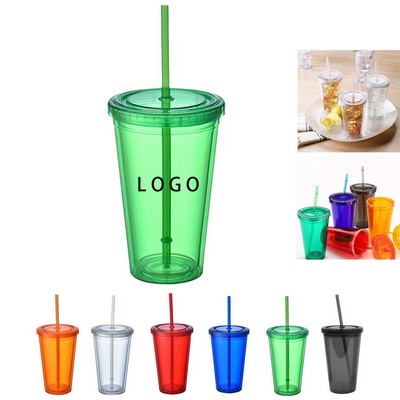 Plastic Double Wall Cup For Cold Drinks 15 Oz