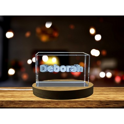 Deborah 3D Engraved Crystal Trophy Award w/LED Base