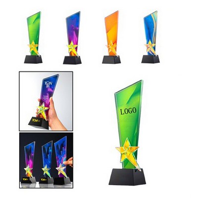11.4" x 3.5" Printed Crystal Trophy