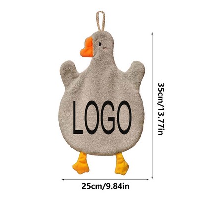 Hanging Coral Fleece Duck Shaped Absorbent Hand Towel 14" H X 10" W