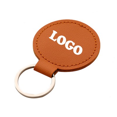 Round PU Leather Keychain Key Ring