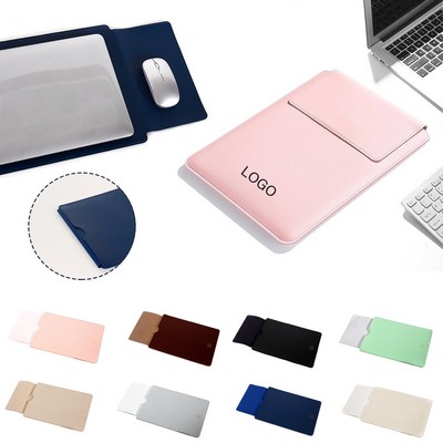Leather Laptop Sleeve Case With Small Bag