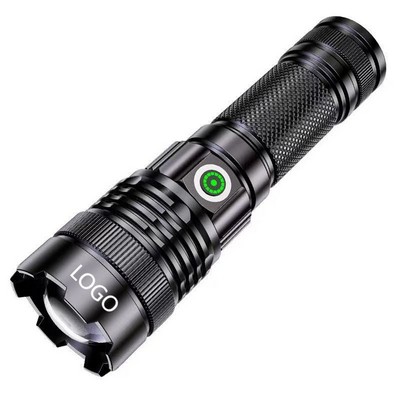 Tactical 20W Zoomable LED Flashlight with 1800mAh Power Bank & Power Display