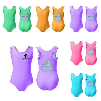 Kids One Piece Swimsuit With Ruffled Edges