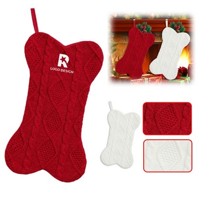Knitted Bone Shaped Dog Christmas Stockings