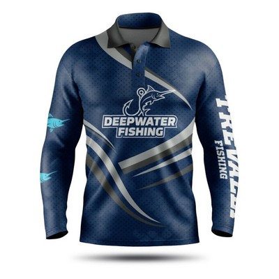 Unisex Sublimated Long Sleeve Fishing Henley Shirt 165 GSM