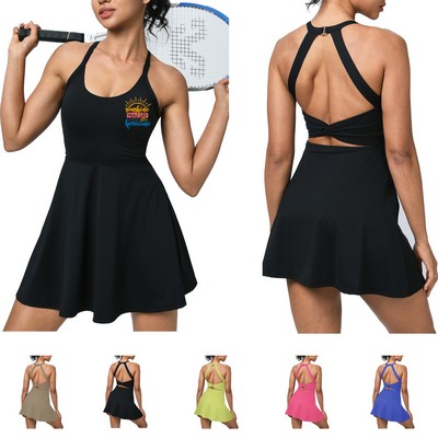 FashiaonTennis Dress with Safety Shorts Inside