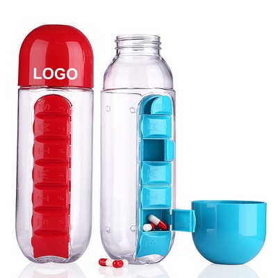 Pill Box Organizer with Water Bottle