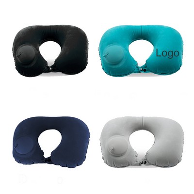 Flocking press self-inflating U-shaped pillow