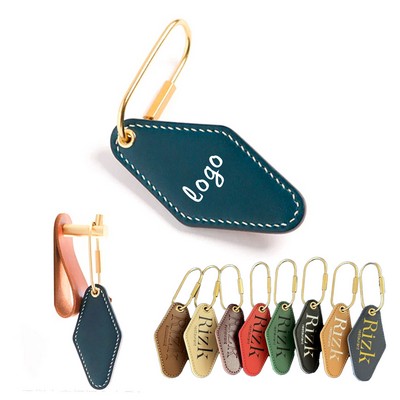 High End Rhombus Leather Keychain