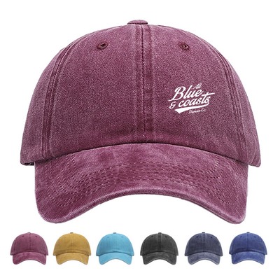 Vintage Adjustable Cotton Distressed Baseball Cap