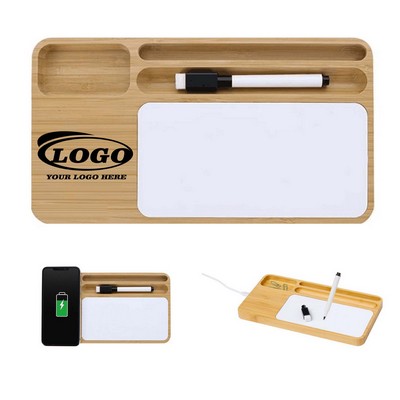 Bamboo Writing Board & Wireless Charging Desktop Organizer