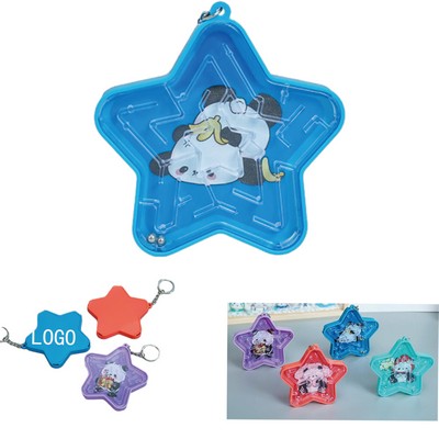 Pocket-Sized Balance Maze Game - 5-Star Metal Ball Puzzle Keychain Gift