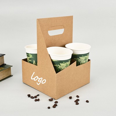 4 Cups Kraft Drink Carrier With Handle (7" X 7" X 9.4")