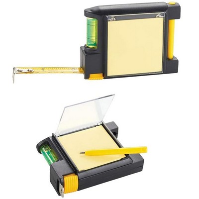 Multifunctional Tape Measure with Pen, Level, and Sticky Notes