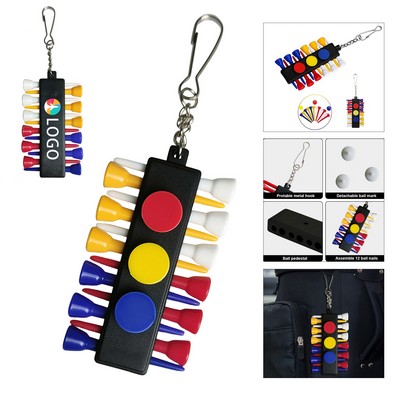 Golf Tee Set with Holder and Clip 12pcs Assorted Colors
