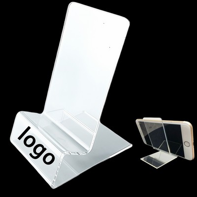 Clear Acrylic L-Shaped Phone Stand – Custom Logo Available