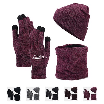 3-In-1 Winter Beanie Scarf Glove Set