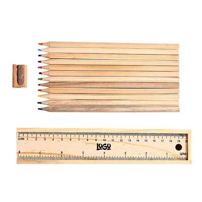 Wooden Pencil Box w/ Ruler