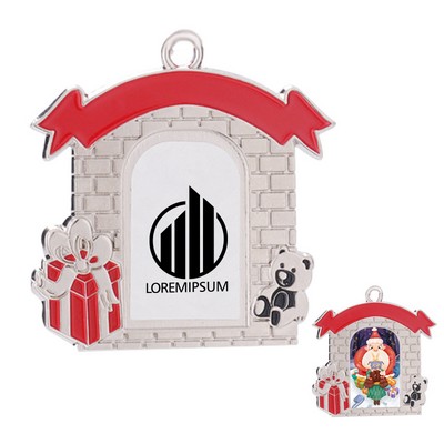 Fireplace Shaped Christmas Metal Hanging Ornament