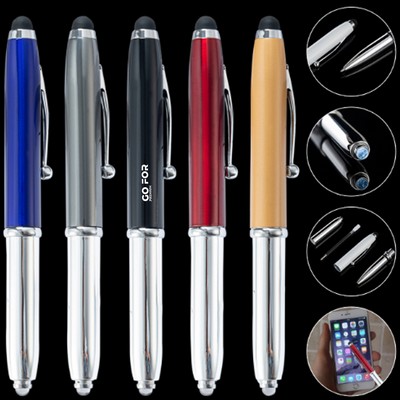 Multi-Function Capacitive Pen With Led Flashlight Ballpoint