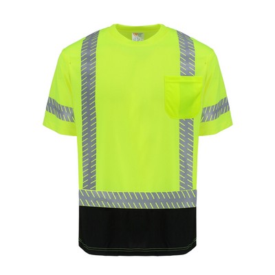 Safety Brite SB-C3SSBBSEG Class 3 Short Sleeve HI VIS Black Bottom Segmented T-Shirt