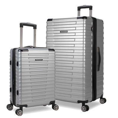 Travel Titan 2-Piece Set, Double Wheel Spinner Trunk Luggage, Silver