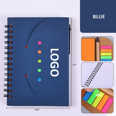 Spiral Notebook With Pen & Sticky Notes