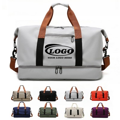 Dry Wet Separated Travel Gym Duffel Tote Bag with Shoe Compartment