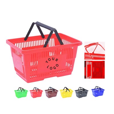 Plastic Rectangle Shopping Basket With Dual Handle 18 Litre
