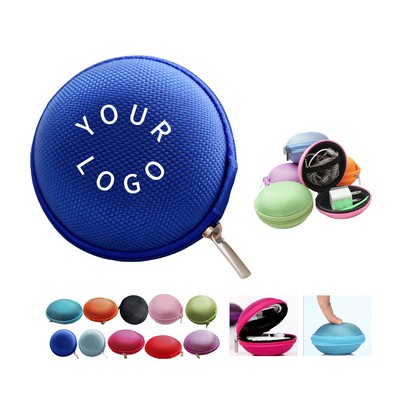 EVA Round Zipper Earphone Case With Mesh Pocket