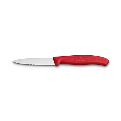 Swiss Classic, Paring Knife, 8cm, Serrated, Pointed Tip, Red