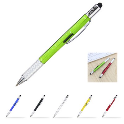 6-in-1 Multi-Functional Aluminum Tool Pen with Stylus