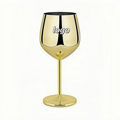 Elegant 18oz Stainless Steel Wine Glass with Gold Plated Finish