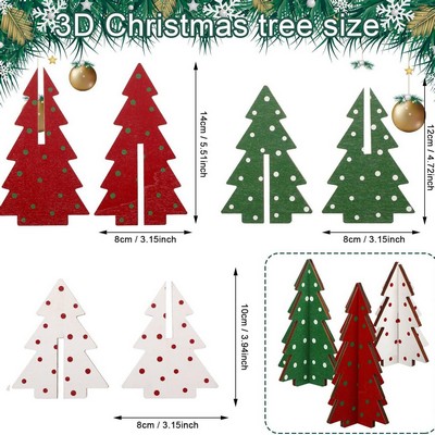 Wooden Christmas Tree Figurine Holiday Home Decoration Party Ornament Craft Decor 10-14cm