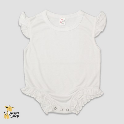 Flutter Sleeve Baby Bubble Rompers White 100% Polyester- Laughing Giraffe®